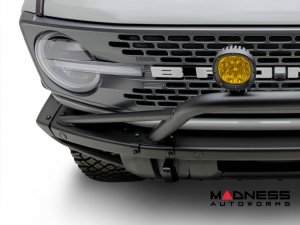 Ford Bronco Bull Bar - Front - Factory Bumper - ZROADZ - Prerunner Bar - 4in Round Amber LED